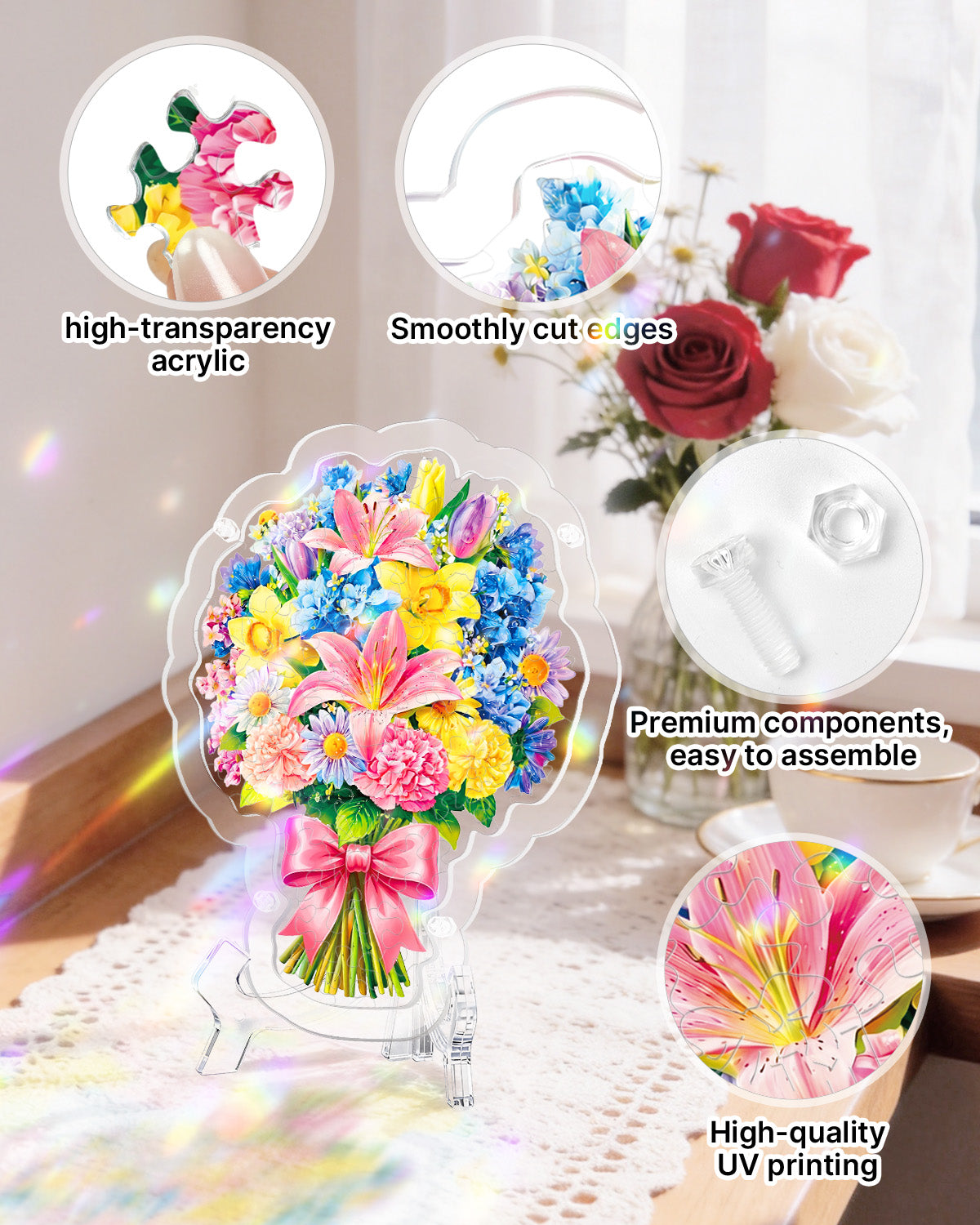 kaayee-pink-lily-daffodil-suncatcher-tischbild-blumen-acryl image 5