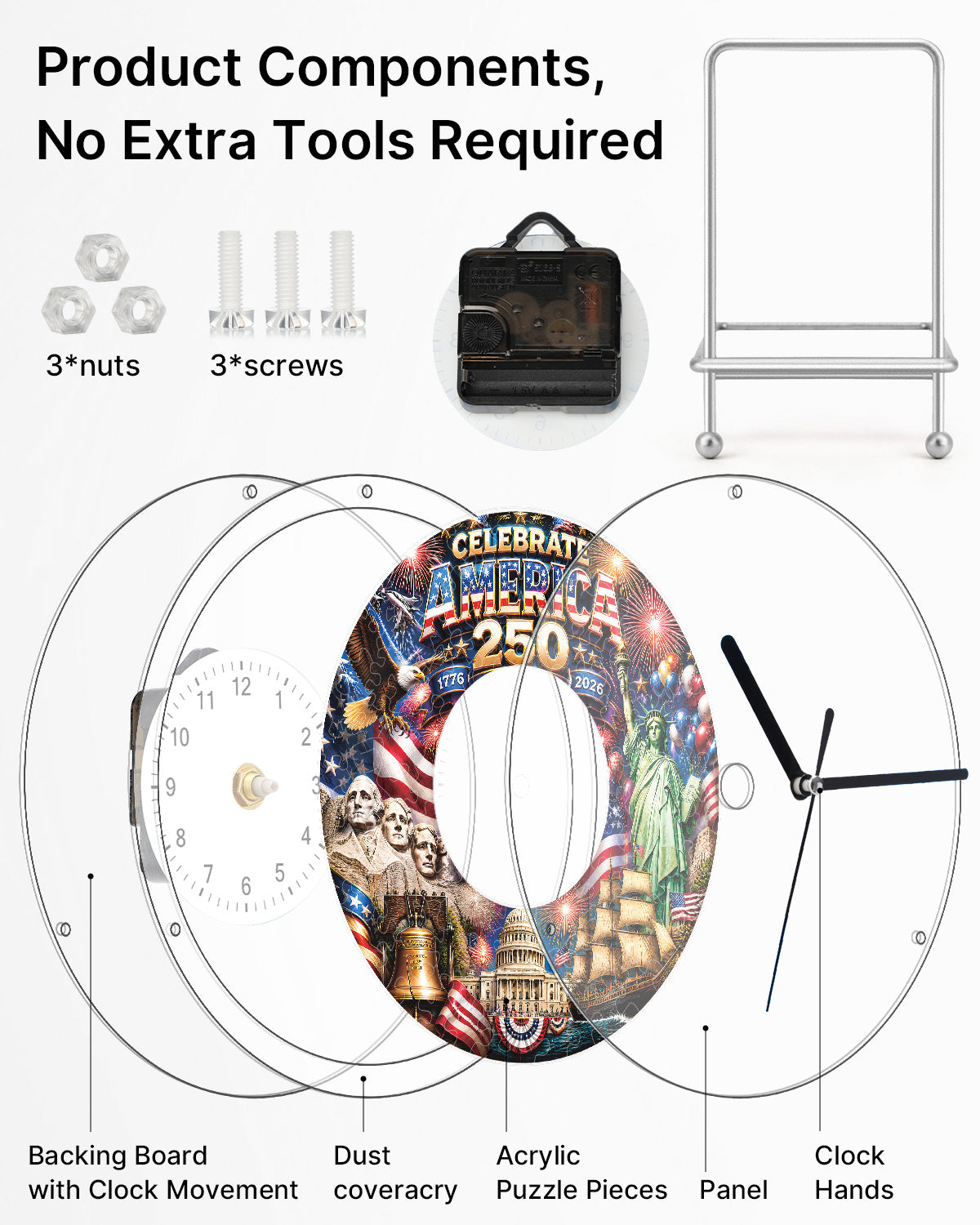 kaayee-clock-kit-celebrate-america-250-acryl-puzzle-uhr-regular-plus image 6