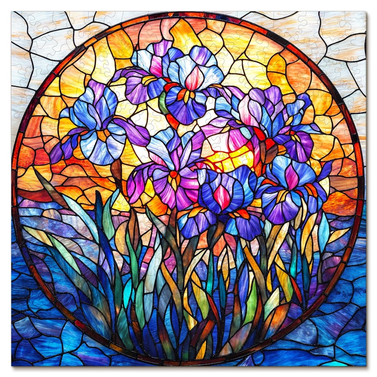 kaayee-purple-glass-iris-holzpuzzle-mittel-glas-motiv image 1