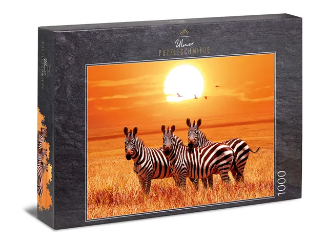 ulmer-puzzleschmiede-afrika-puzzle-1000-teile-zebras-savanne image 1