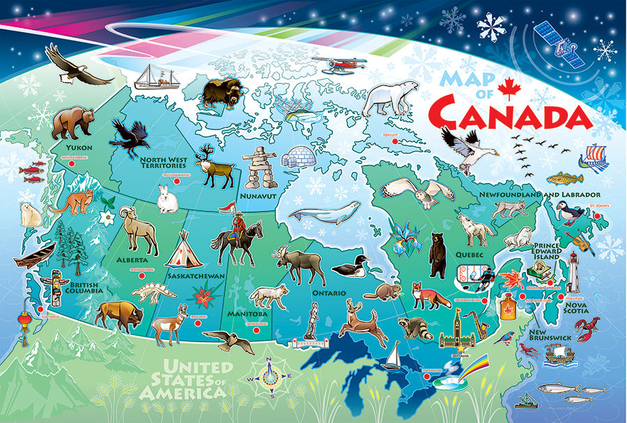 cobble-hill-floor-puzzles-map-of-canada-bodenpuzzle-48-teile-kanada image 2