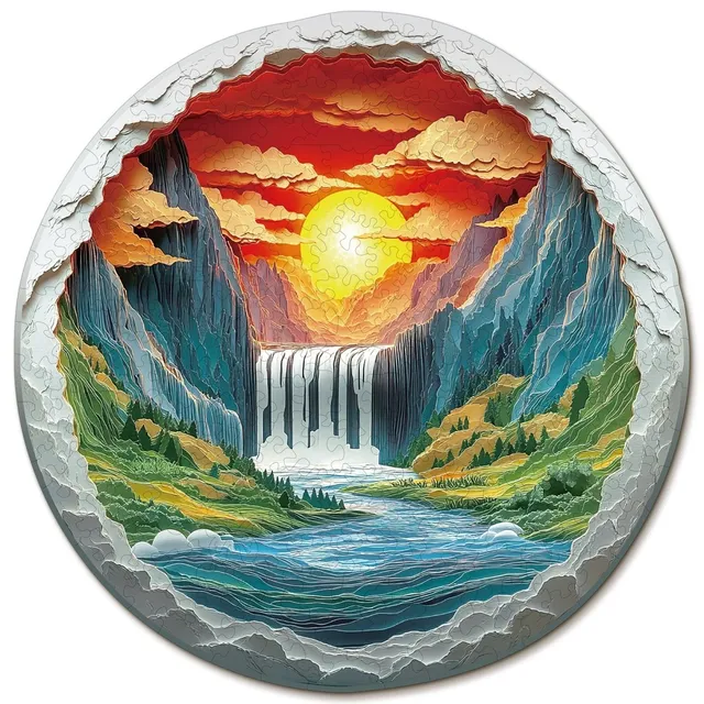 kaayee-wooden-puzzle-canyon-wasserfall-medium-holzpuzzle image 1