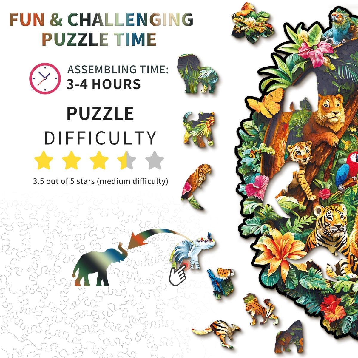 kaayee-animal-paradise-holzpuzzle-mittel-tier-dschungel-rund image 3