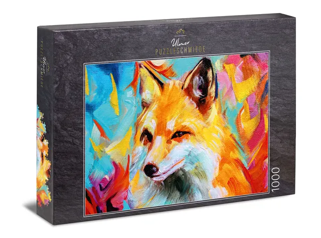 ulmer-puzzleschmiede-1000-teile-bunter-fuchs-puzzle-tier-abstrakt image 1