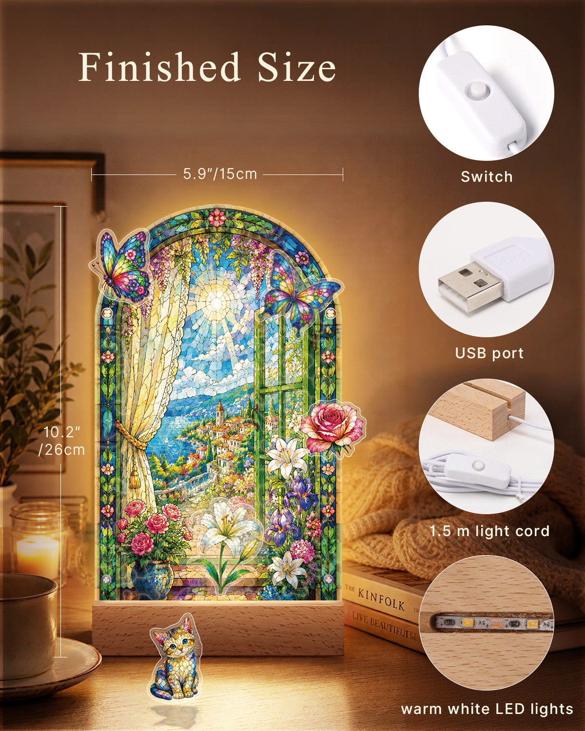 kaayee-night-light-enchanted-garden-bogenfenster-nachtlicht-acryl image 3