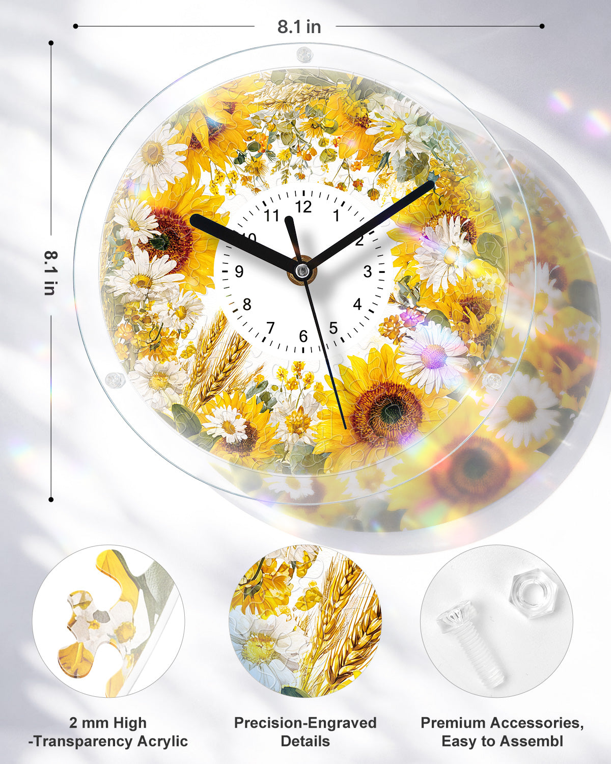 kaayee-sunflower-meadow-puzzle-uhr-acryl-diy-regular image 3