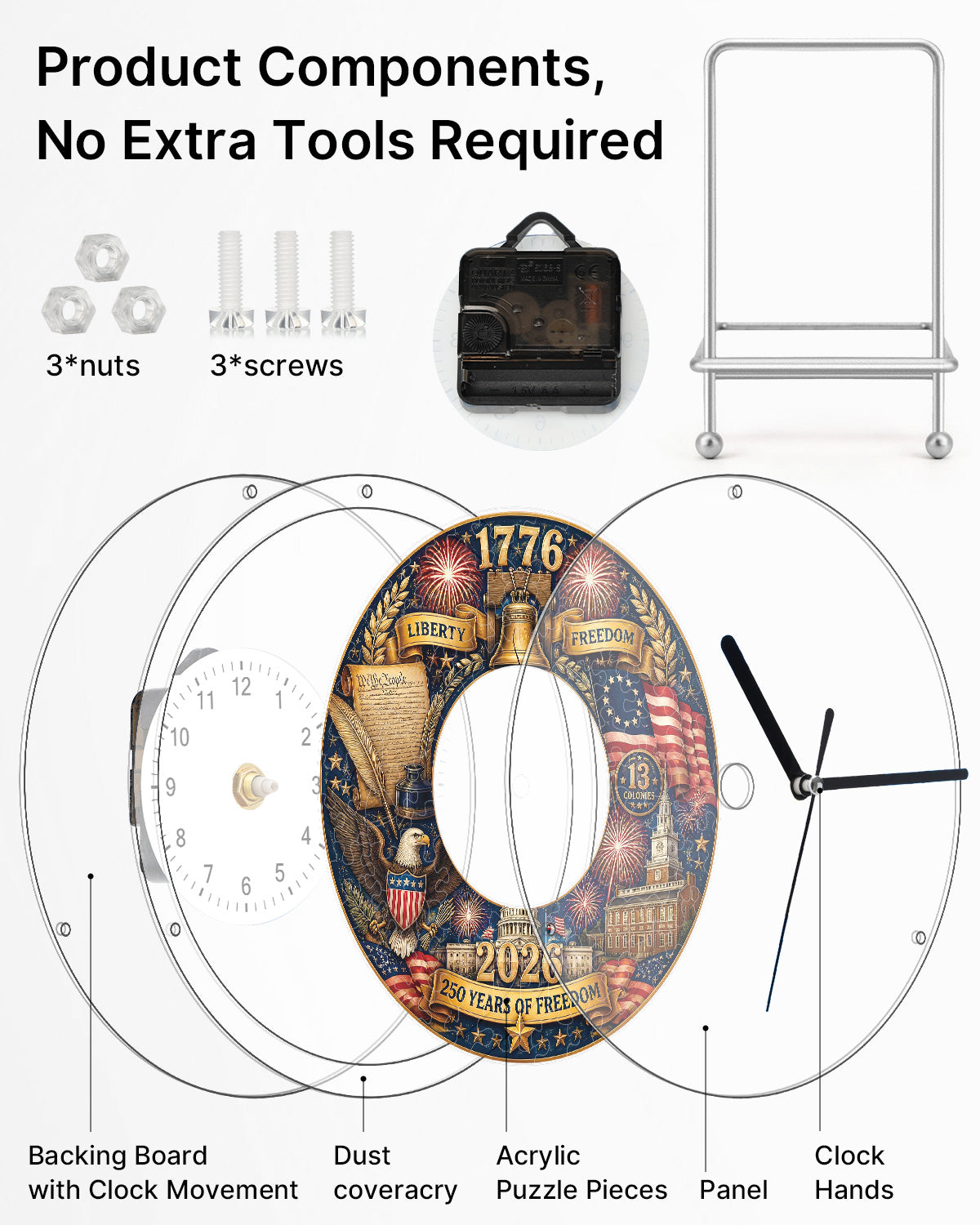 kaayee-250-years-of-freedom-acryl-puzzle-uhr-regular-size image 6