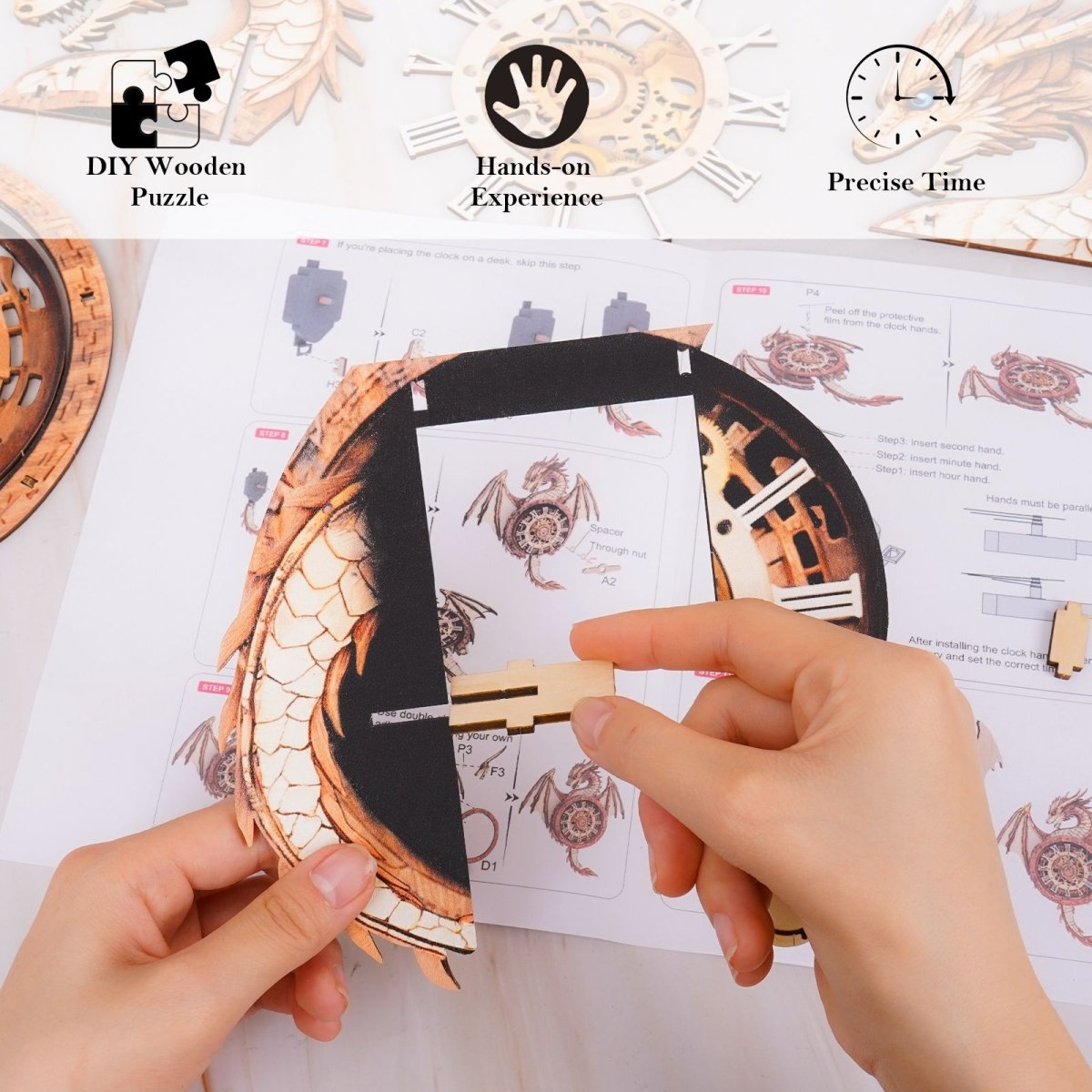 kaayee-clock-kit-dragon-holzuhr-3d-puzzle-r-mische-zahlen image 4