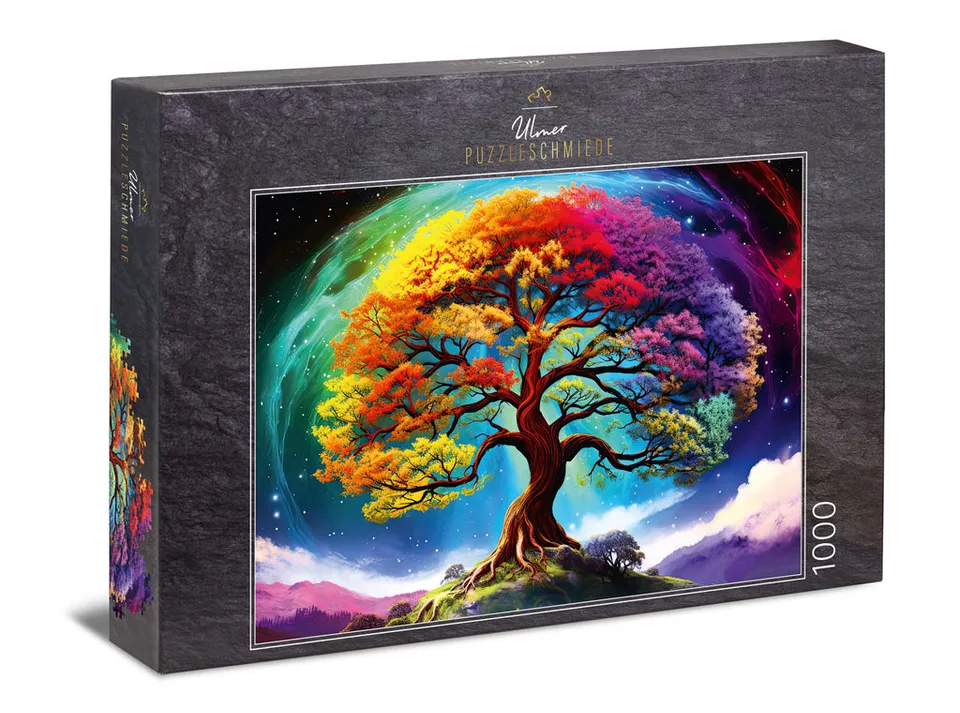 ulmer-puzzleschmiede-regenbogenbaum-puzzle-1000-teile-lebensbaum image 1