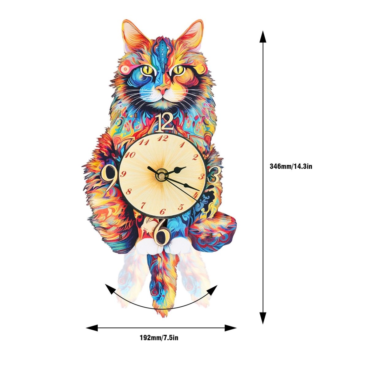 kaayee-clock-kit-maine-coon-cat-holzuhr-3d-puzzle-bunt image 2