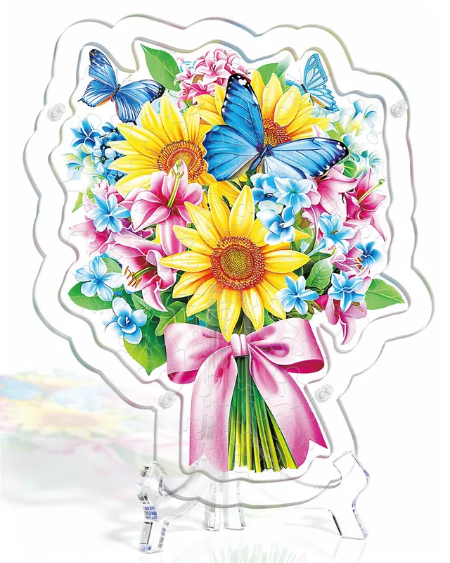 kaayee-suncatcher-puzzle-sunflower-butterfly-acrylaufsteller image 1