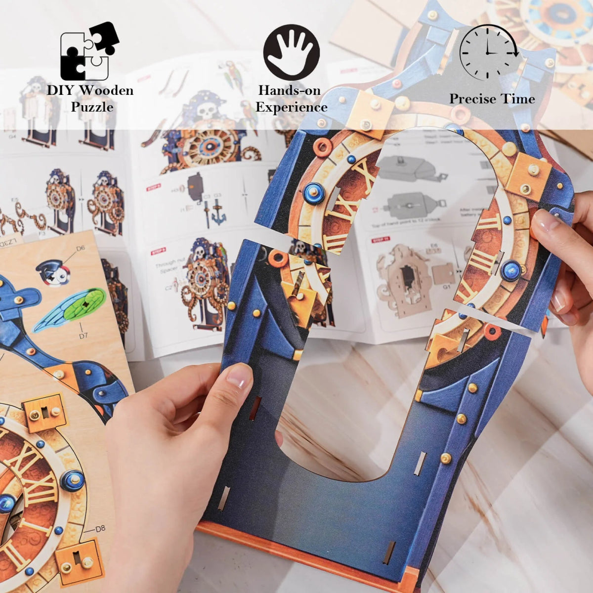 kaayee-octopus-monster-uhren-bausatz-holz-3d-puzzle-uhr image 5