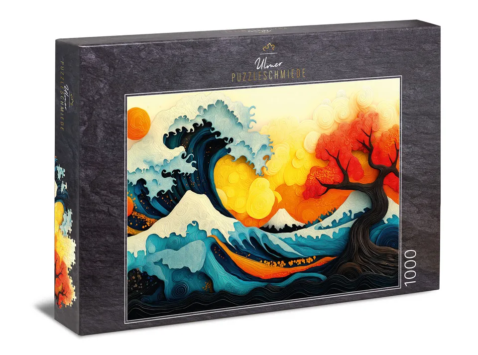ulmer-puzzleschmiede-puzzle-1000-teile-welle-und-feuerbaum-puzzle-erwachsene image 1