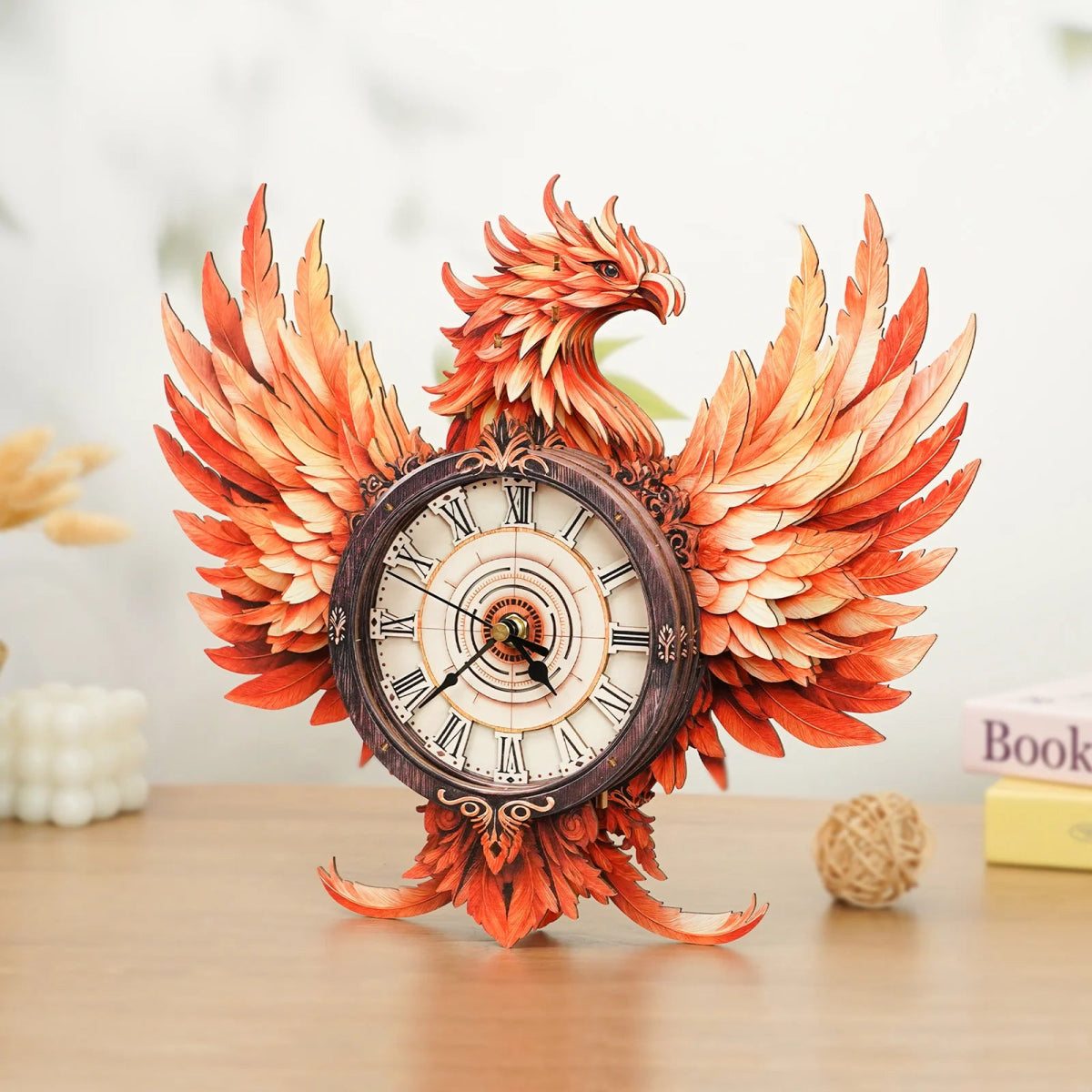 kaayee-flame-phoenix-holzuhr-3d-puzzle-bausatz-mit-pendel image 2
