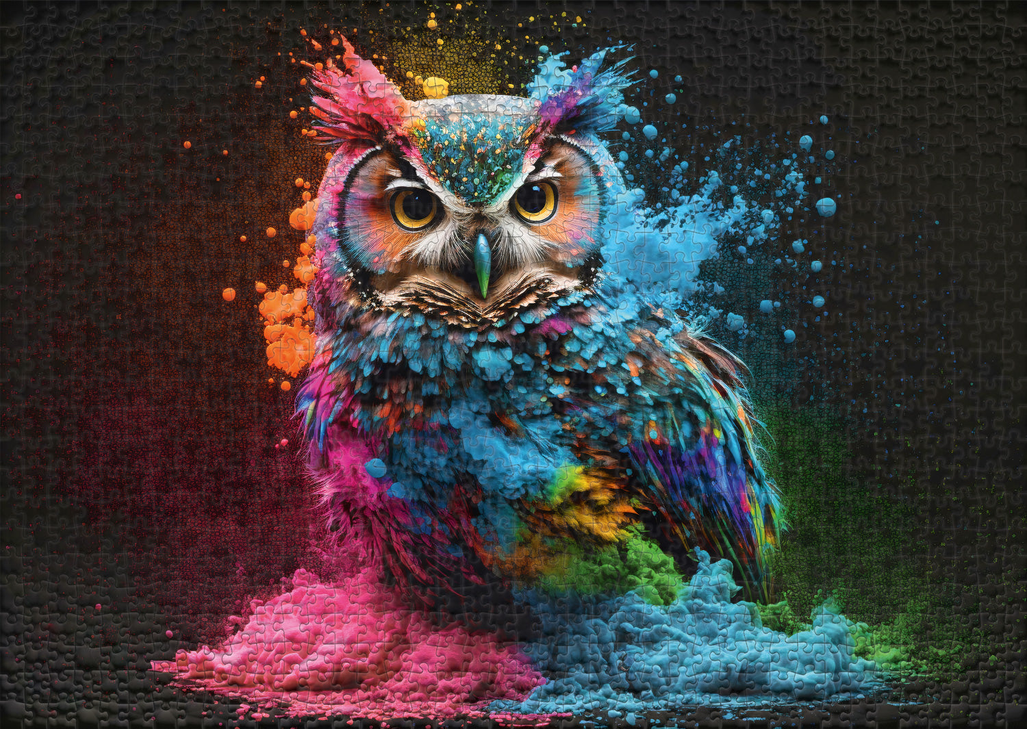 ulmer-puzzleschmiede-bunter-nachtvogel-puzzle-1000-teile-eule image 2