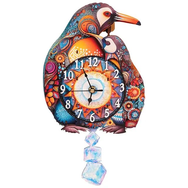 kaayee-clock-kit-penguin-family-puzzle-uhr-holz-pinguine image 1