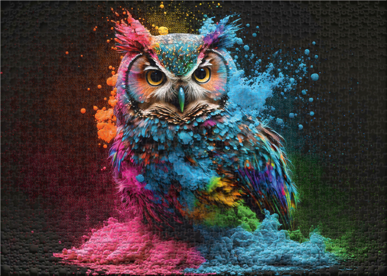 ulmer-puzzleschmiede-puzzle-500-teile-bunter-nachtvogel-eulen-puzzle-bunt image 2