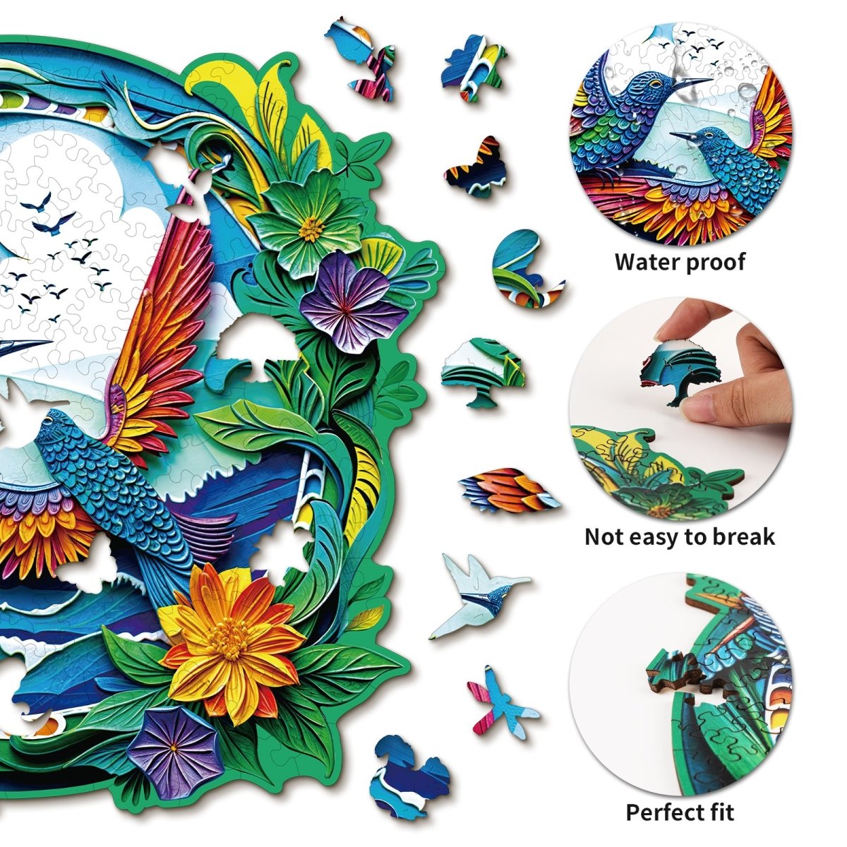 kaayee-beautiful-hummingbird-wooden-puzzle-holzpuzzle-medium-kolibri image 2
