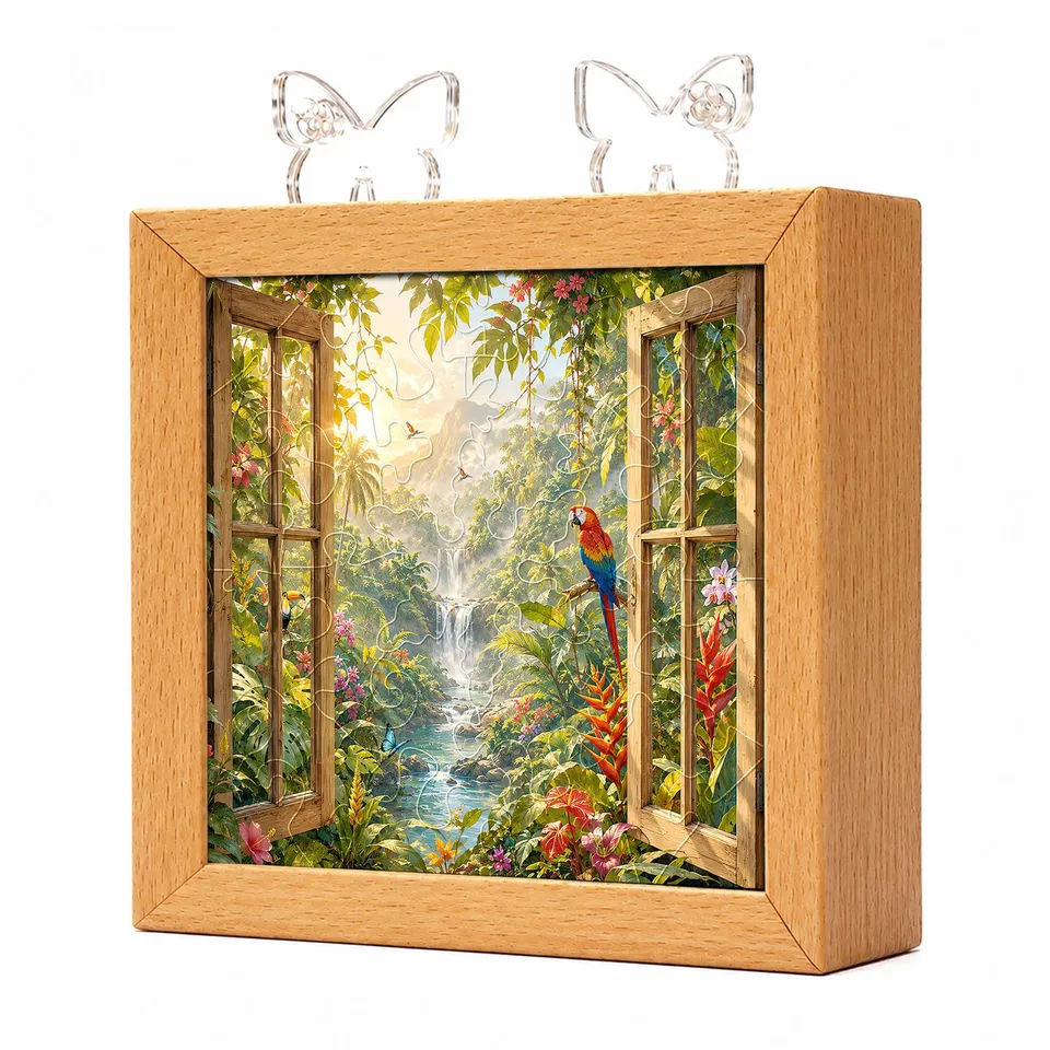 kaayee-night-light-jungle-vista-nachtlicht-holzrahmen-acryl image 1