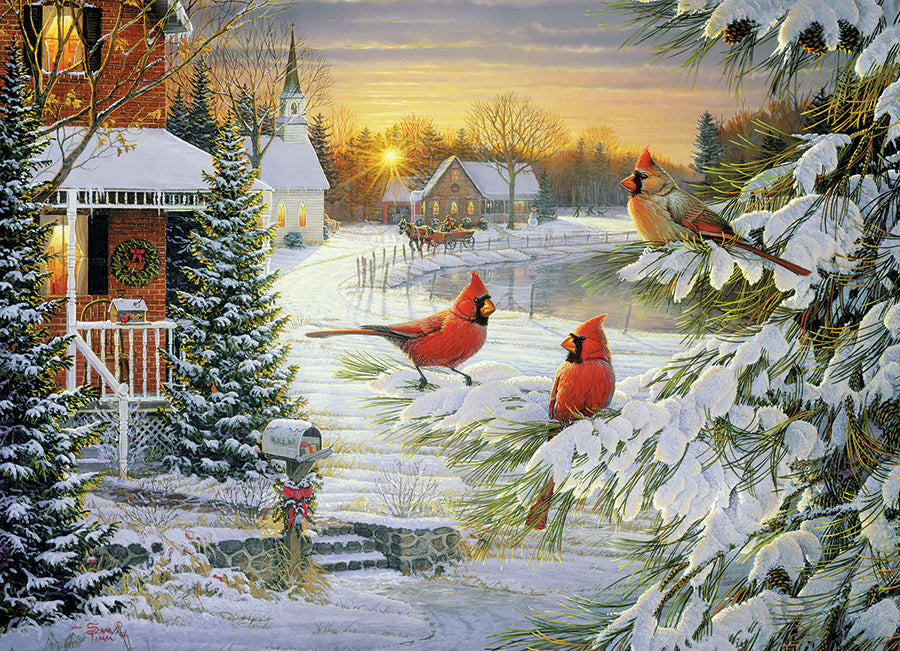 cobble-hill-1000-piece-sunset-cardinals-puzzle-1000-teile-winter image 2