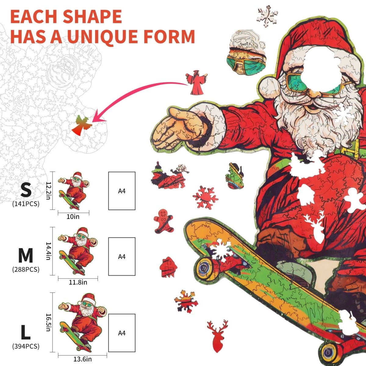 kaayee-wooden-puzzle-skateboarding-santa-claus-holzpuzzle-medium-weihnachten image 3