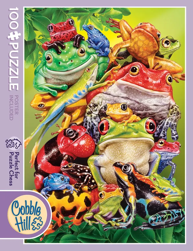 cobble-hill-100-piece-frog-business-puzzle-100-teile-fr-sche image 1