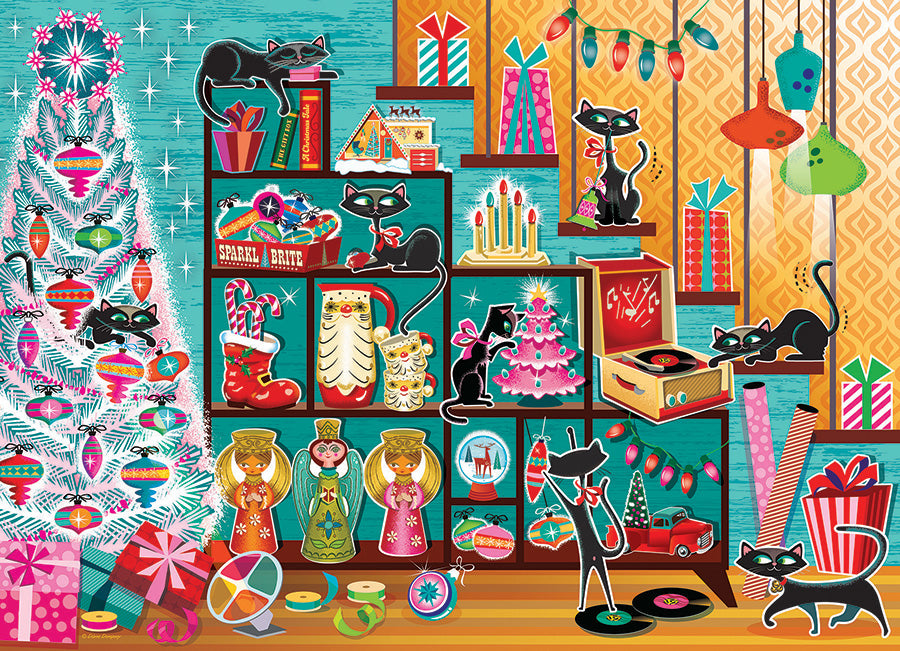 cobble-hill-1000-piece-christmas-cats-puzzle-1000-teile-katzen image 2