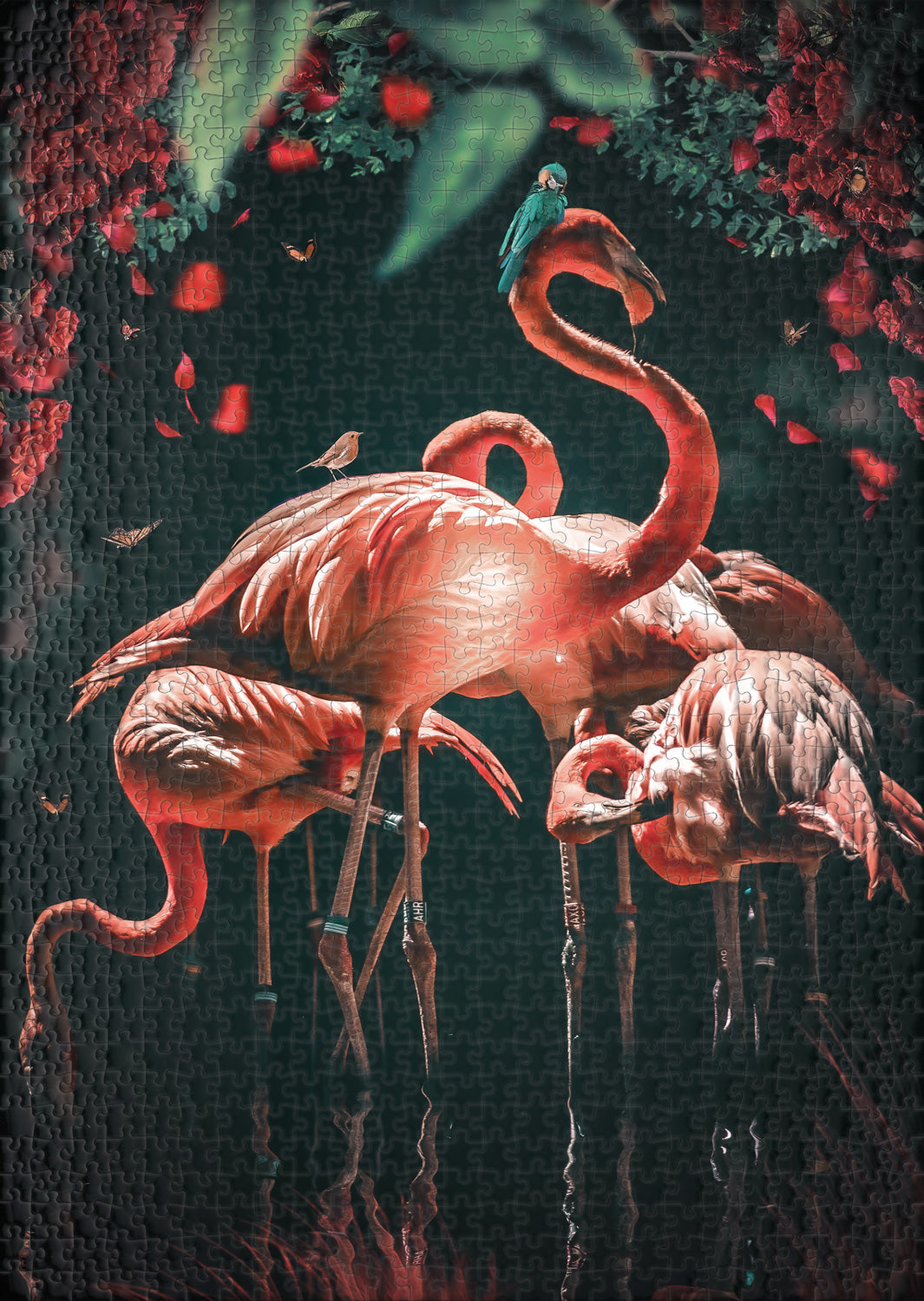 ulmer-puzzleschmiede-the-flamingo-show-1000-teile-puzzle-v-gel image 2