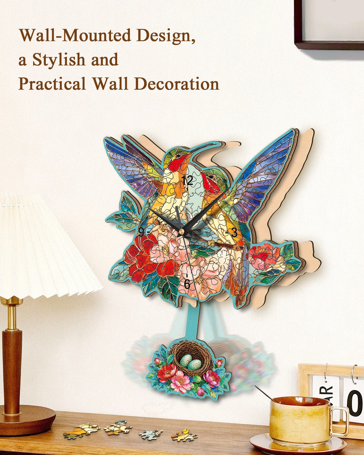 kaayee-clock-kit-kolibri-garten-holzuhr-pendel image 4
