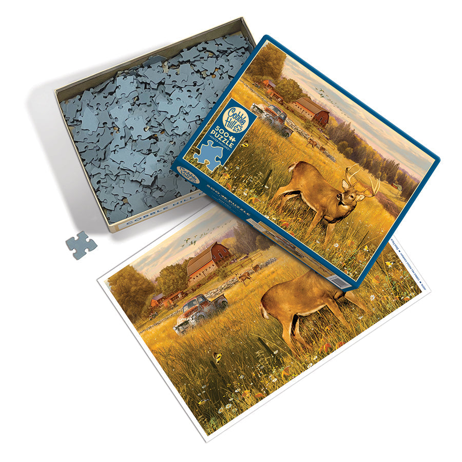 cobble-hill-deer-field-500-teile-puzzle-hirsch-bauernhof image 3