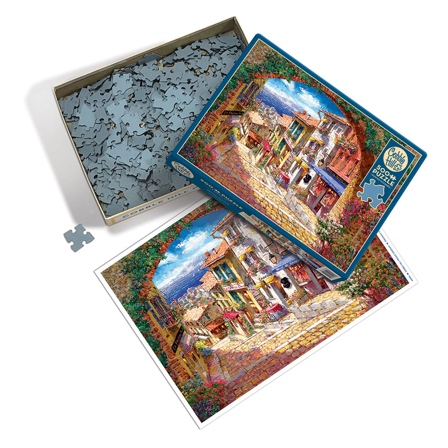 cobble-hill-500-piece-archway-to-cagne-puzzle-stra-enszene-meer image 3