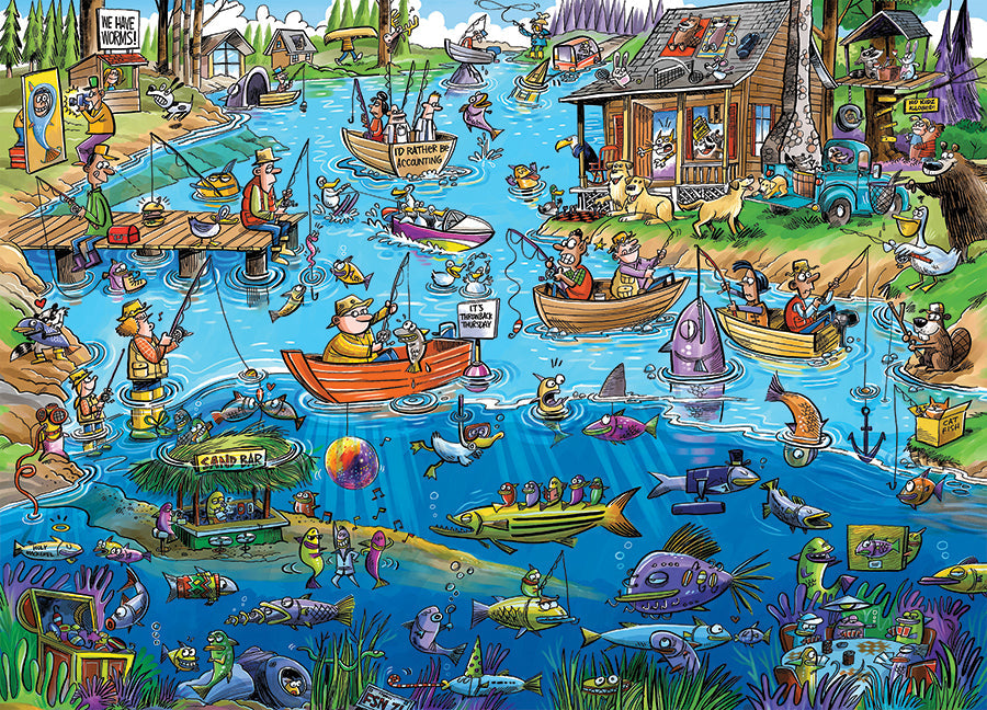 cobble-hill-doodletown-gone-fishing-puzzle-1000-teile-cartoon image 2