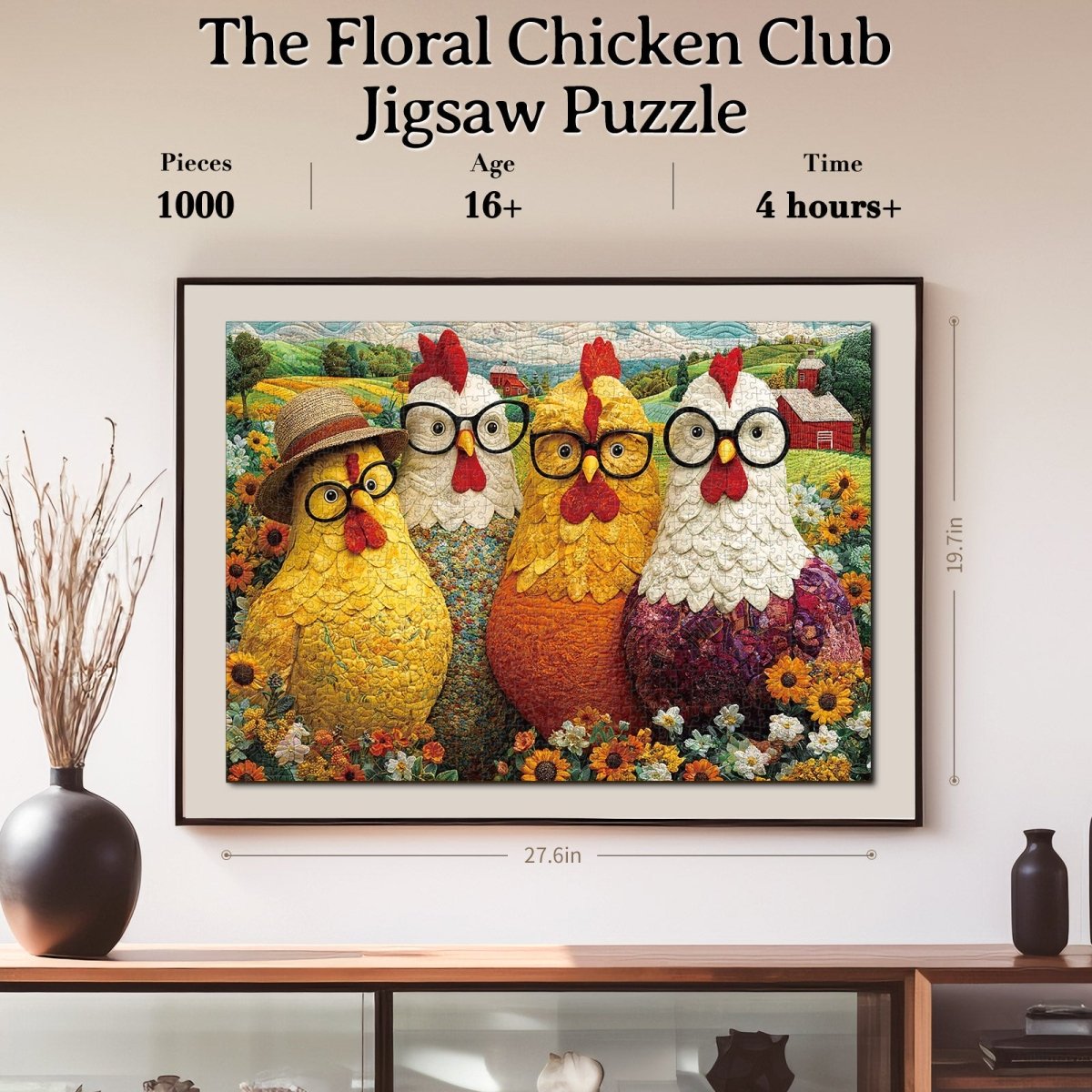kaayee-cardboard-floral-chicken-club-puzzle-1000-teile image 4