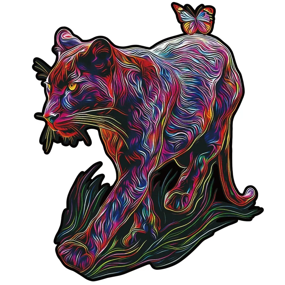 kaayee-dazzling-panther-holzpuzzle-medium-neon-kfz-dschungel image 1