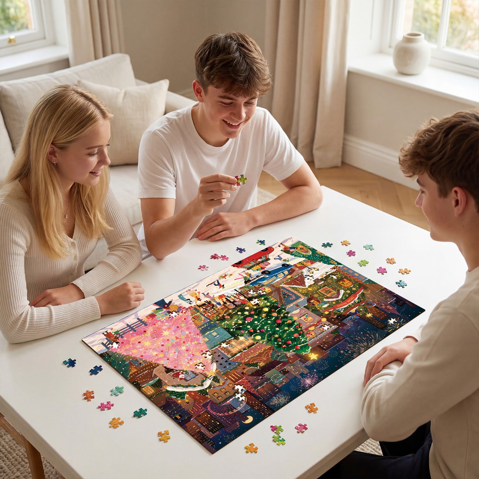 kaayee-cardboard-puzzle-snowy-christmas-square-1000-teile-eco image 4