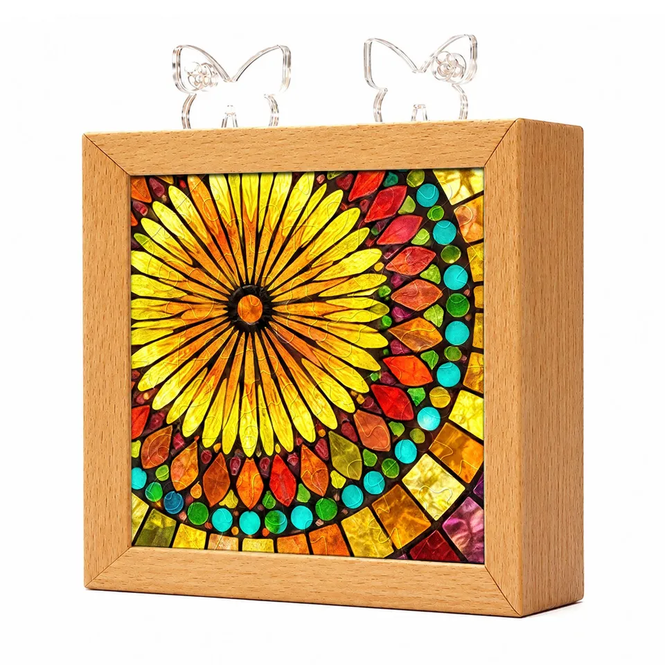 kaayee-night-light-golden-bloom-nachtlicht-holzrahmen-led image 1