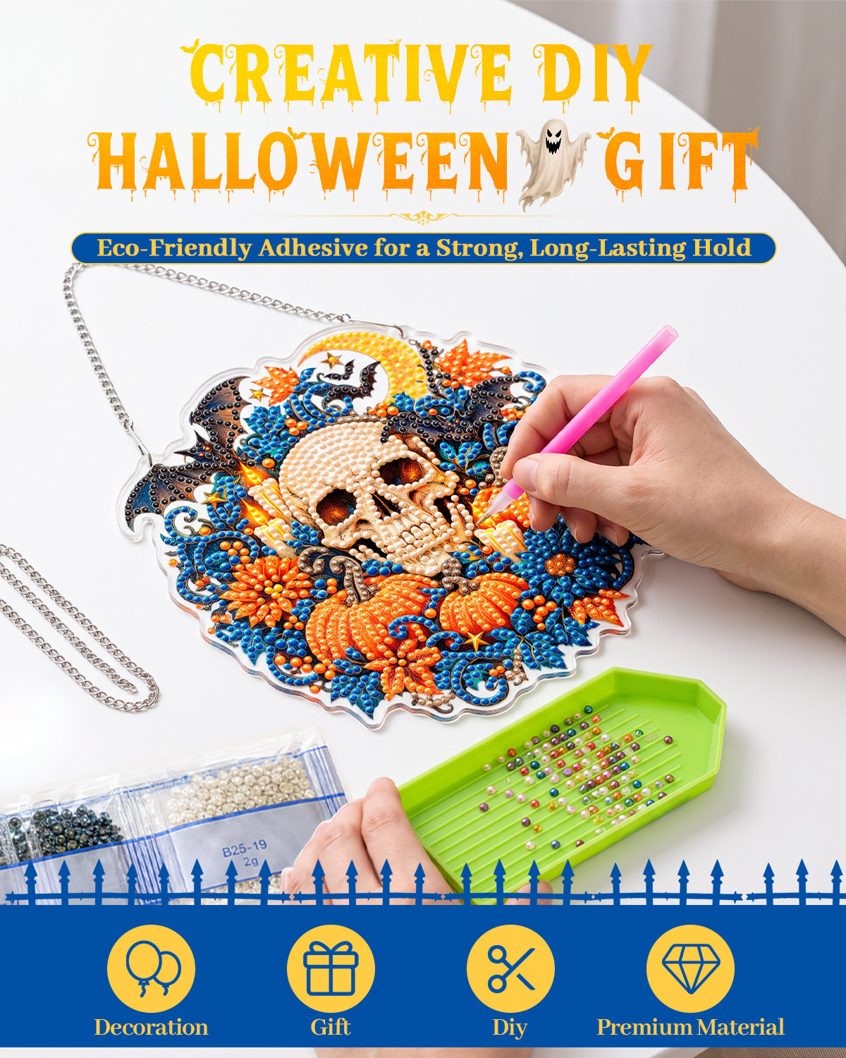 kaayee-suncatcher-halloween-skull-pumpkin-suncatcher-bastelset-20-cm image 5