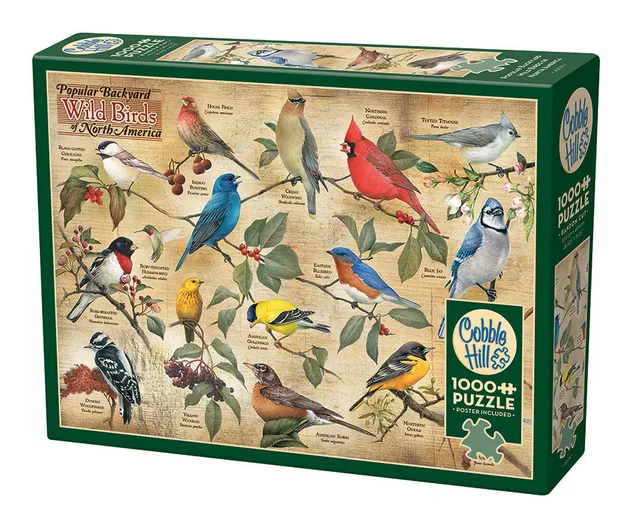 cobble-hill-1000-piece-popular-backyard-wild-birds-of-north-america-puzzle image 1