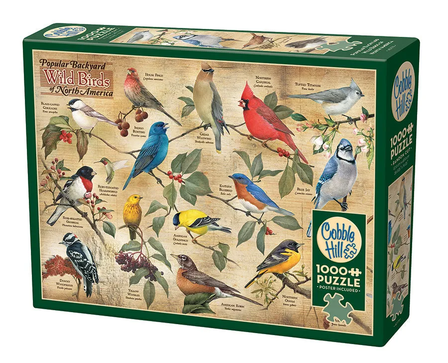cobble-hill-1000-piece-popular-backyard-wild-birds-of-north-america-puzzle image 1