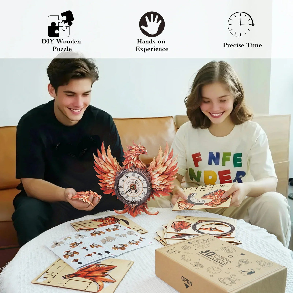 kaayee-flame-phoenix-holzuhr-3d-puzzle-bausatz-mit-pendel image 5