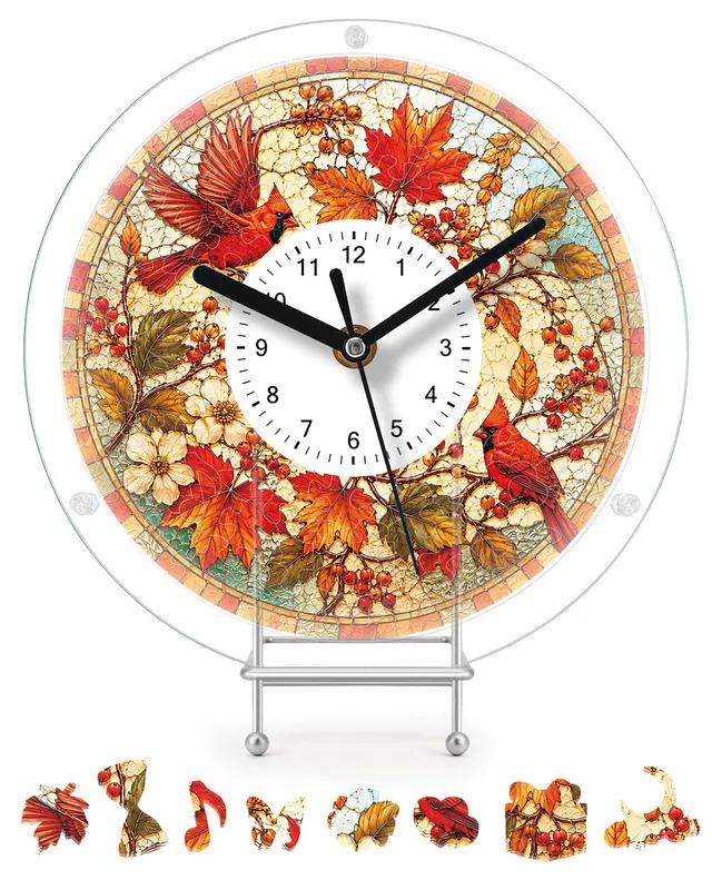 kaayee-clock-kit-autumn-cardinal-acryl-puzzle-uhr-regular image 1