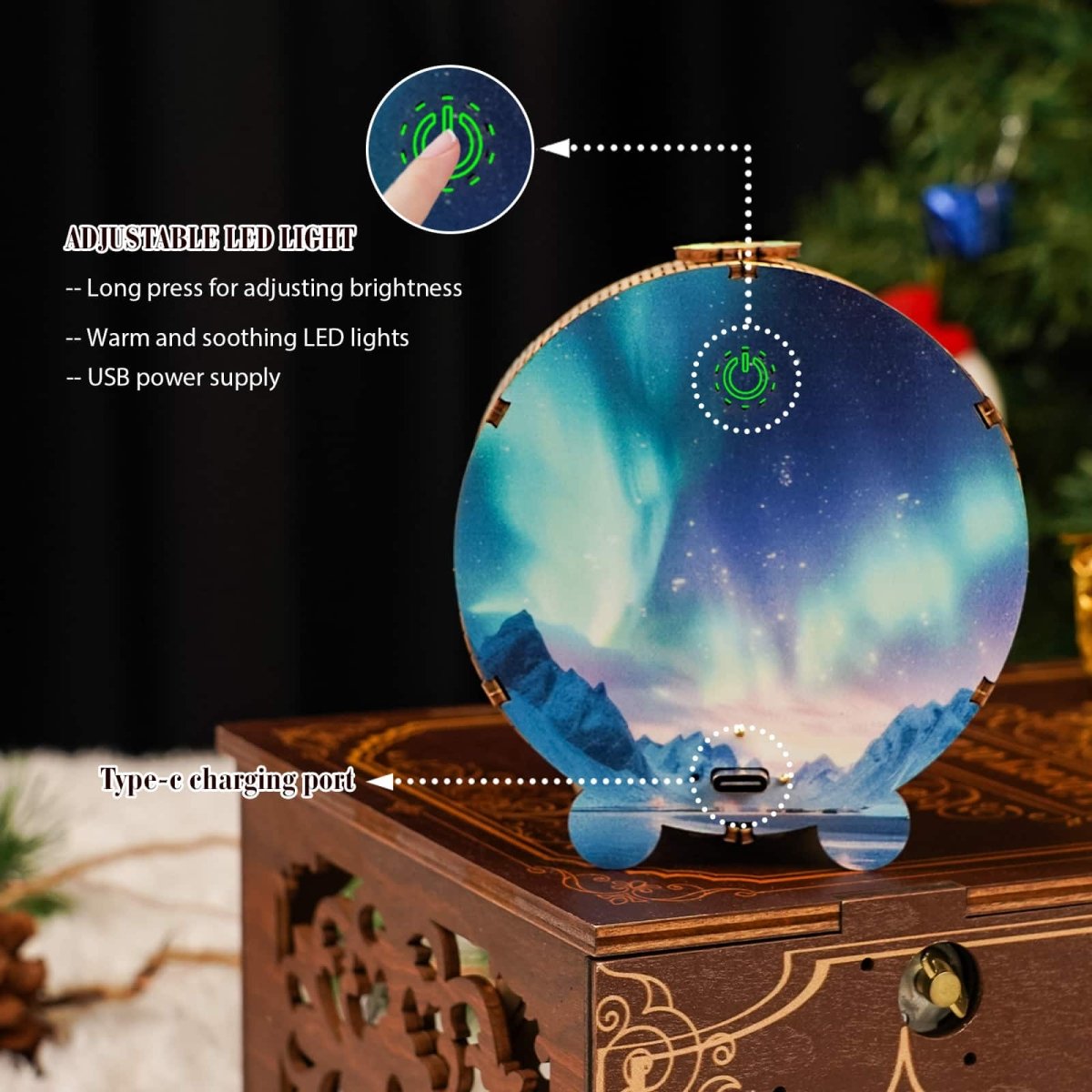 kaayee-night-light-aurora-world-holz-nachtlicht-dimmbar-usb image 2