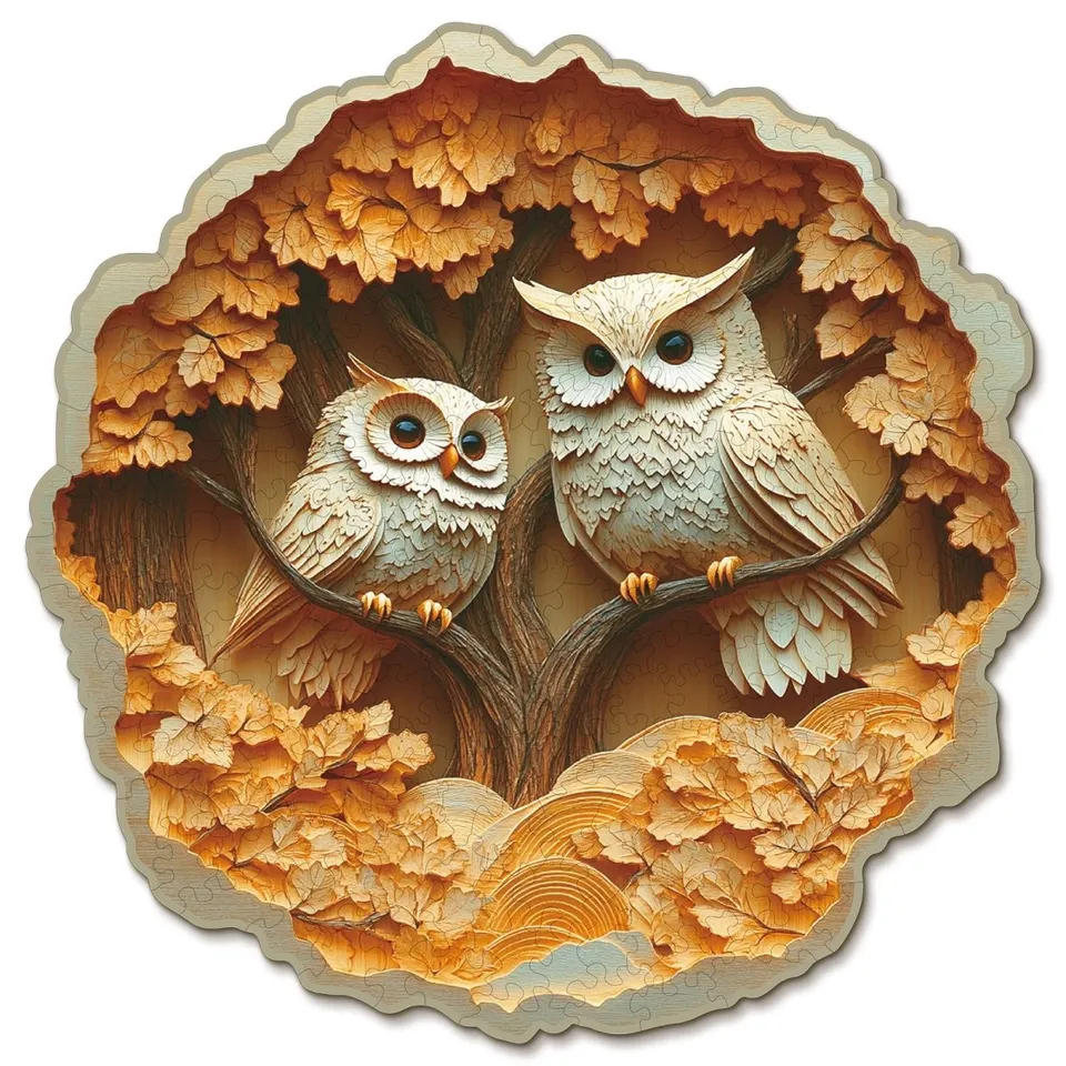 kaayee-wooden-puzzle-parent-child-owl-holzpuzzle-eulen-medium image 1