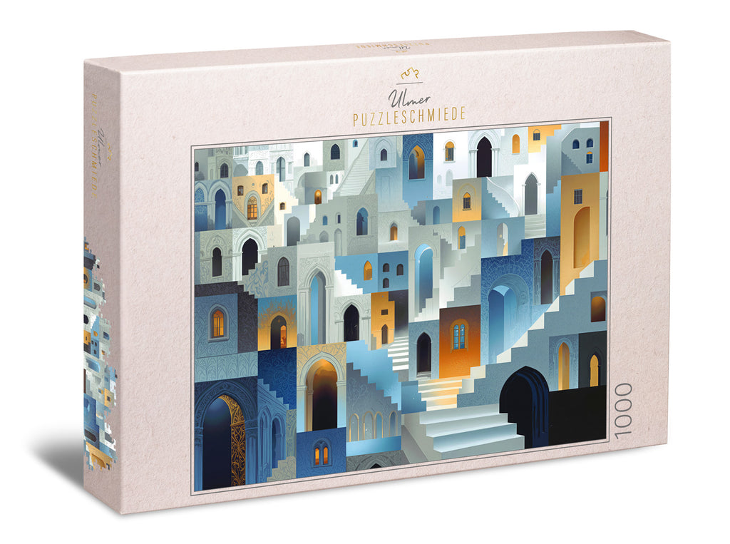 ulmer-puzzleschmiede-labyrinth-mediterran-1000-teile-puzzle-architektur image 1