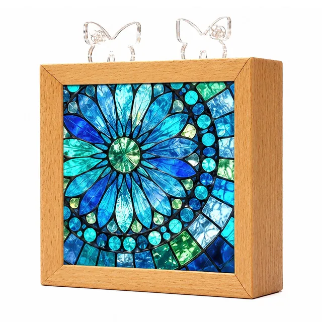 kaayee-night-light-sapphire-bloom-acryl-puzzle-nachtlicht-holzrahmen image 1