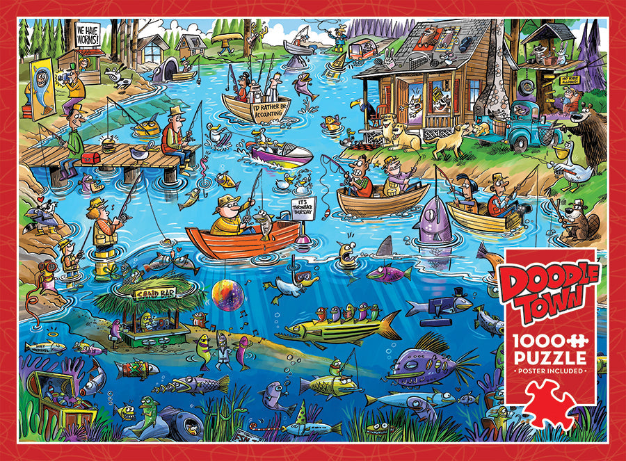 cobble-hill-doodletown-gone-fishing-puzzle-1000-teile-cartoon image 5