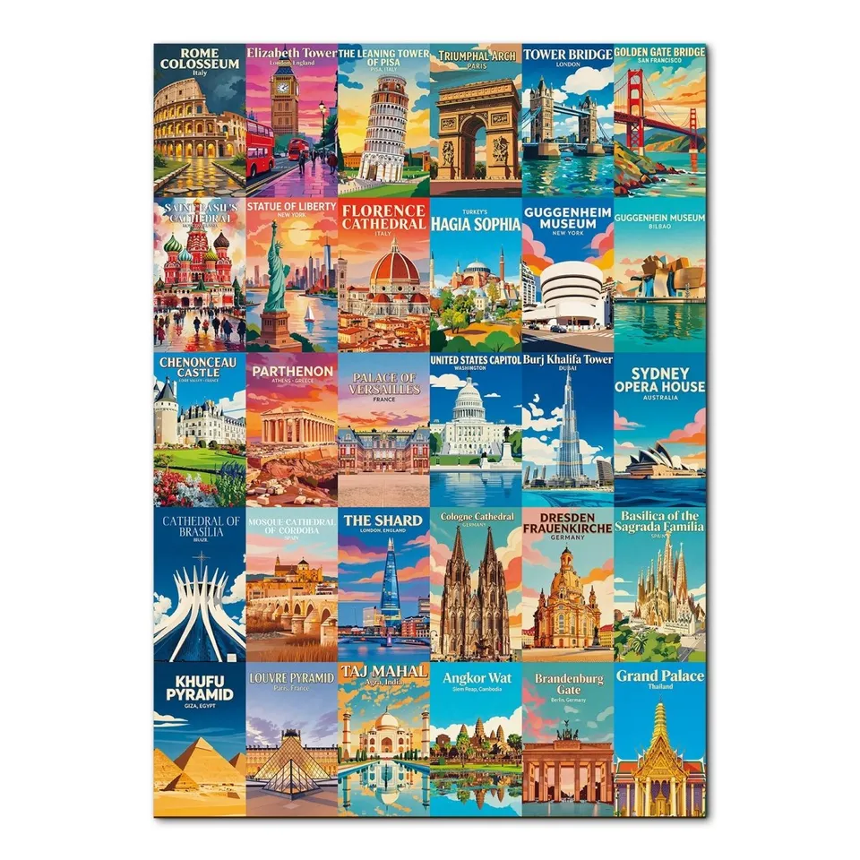 kaayee-cardboard-puzzle-world-architectural-wonders-1000-teile image 1