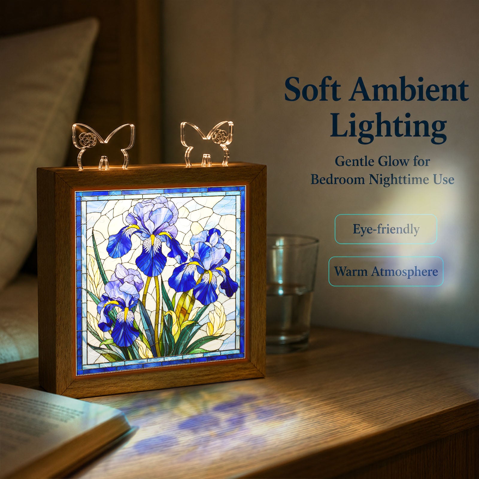 kaayee-night-light-royal-iris-bloom-acryl-nachtlicht-holzrahmen image 5