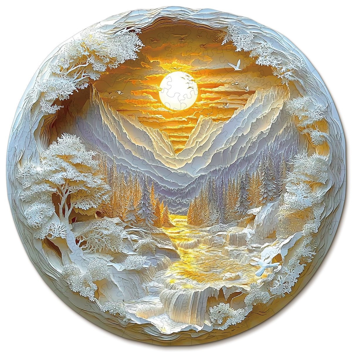 kaayee-sunrise-in-the-east-wooden-puzzle-rund-medium-holz image 1