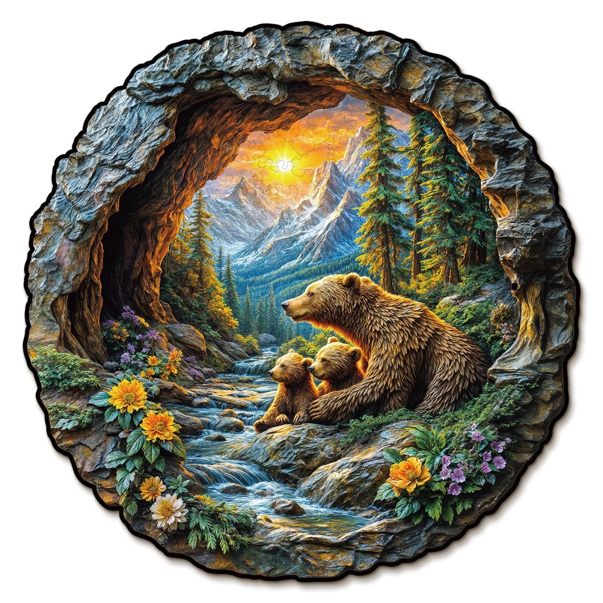 kaayee-wooden-puzzle-3d-bear-embrace-holzpuzzle-medium-b-r image 1
